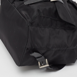 Prada Black Nylon Double Pocket Drawstring Backpack