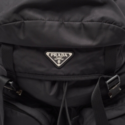 Prada Black Nylon and Saffiano Leather Backpack