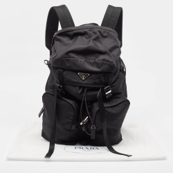 Prada Black Nylon and Saffiano Leather Backpack