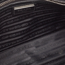 Prada Black Saffiano Leather and Alligator Zip Pouch