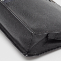Prada Black Saffiano Leather and Alligator Zip Pouch