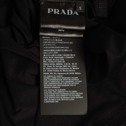 Prada Black Stretch Cotton Re-Nylon Detail Pocket Polo T-Shirt S