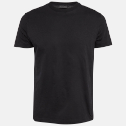 Black Cotton Jersey Neck T-Shirt
