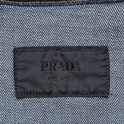 Pre Owned Prada Indigo Blue Denim Logo Plaque Detail Bowling Shirt XL