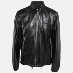 Prada Black Leather and Nylon Reversible Jacket XL