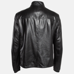 Prada Black Leather and Nylon Reversible Jacket XL