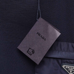 Pre Owned Prada Navy Blue Jersey Pocket Detailed T-Shirt L
