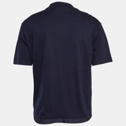 Pre Owned Prada Navy Blue Jersey Pocket Detailed T-Shirt L