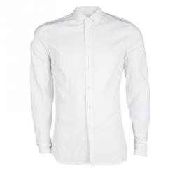 Prada White Long Sleeve Button Front Tailored Shirt L
