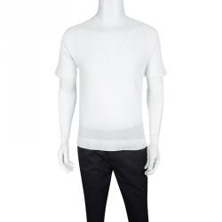 Pre Owned Prada Off White Waffle Knit Crew Neck T-Shirt M