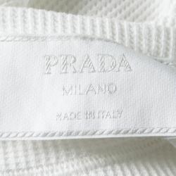 Pre Owned Prada Off White Waffle Knit Crew Neck T-Shirt M