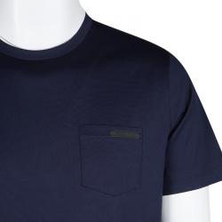 Pre Owned Prada Navy Blue Cotton Jersey Short Sleeve Crew Neck T-Shirt M