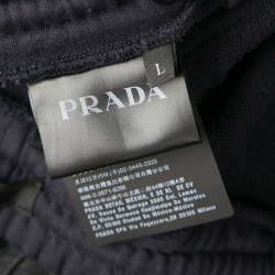 Prada Navy Blue Cotton Drawstring Detail Jogger Pants L