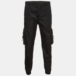 Pre Owned Prada Black Re-Nylon Triangle Logo Patch Jogger Pants M 