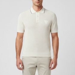 Pre Owned Prada Cream Silk and Cotton Blend Mesh Knit Polo T-Shirt S