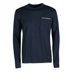 Pre Owned Prada Navy Blue Jersey Contrast Trim Long Sleeve Sport T-Shirt XL