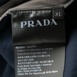 Pre Owned Prada Navy Blue Jersey Contrast Trim Long Sleeve Sport T-Shirt XL