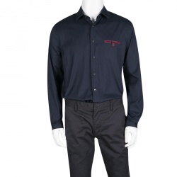 Pre Owned Prada Navy Blue Cotton Button Front Long Sleeve Shirt XXL