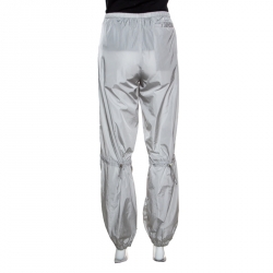 Prada Grey Nylon Toggle Cord Detail Elasticized Waist Casual Pants M