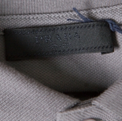 Pre Owned Prada Grey Honeycomb Knit Short Sleeve Polo T-Shirt XL