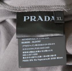 Pre Owned Prada Grey Honeycomb Knit Short Sleeve Polo T-Shirt XL
