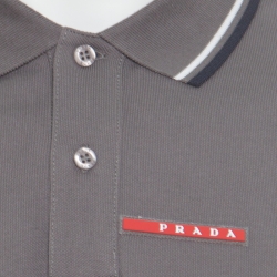 Pre Owned Prada Grey Honeycomb Knit Short Sleeve Polo T-Shirt XL