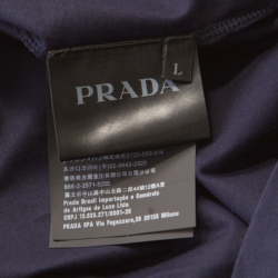Pre Owned Prada Navy Blue Cotton Jersey Short Sleeve Crew Neck T-Shirt L