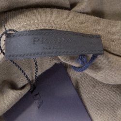 Pre Owned Prada Khaki Green Melange Cotton V Neck Short Sleeve T-Shirt M