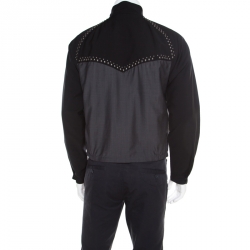 Prada Bicolor Wool and Mohair Studded Zip Front Jacket S