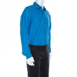 Pre Owned Prada Blue Cotton Full Sleeve Shirt L