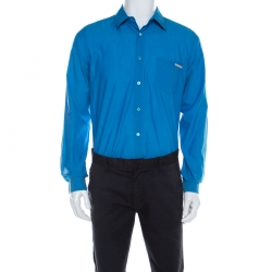 Pre Owned Prada Blue Cotton Full Sleeve Shirt L