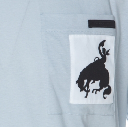 Pre Owned Prada Pale Blue Cotton Contrast Patch Pocket Crew Neck T Shirt L