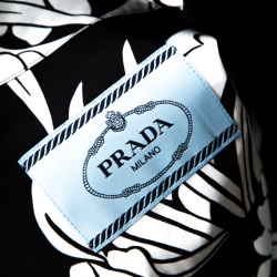 Pre Owned Prada Back & White Printed Cotton Poplin Half Sleeve Shirt S