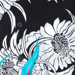 Pre Owned Prada Back & White Printed Cotton Poplin Half Sleeve Shirt S