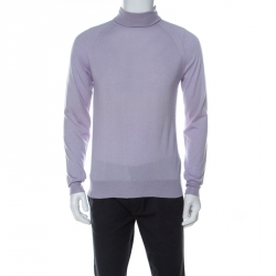 Prada Lavender Cashmere Silk Raglan Sleeve Turtleneck Sweater L