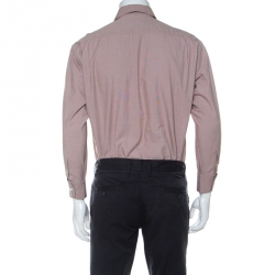 Pre Owned Prada Brown Micro Houndstooth Cotton Long Sleeve Shirt S