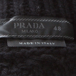 Prada Black Cashmere Wool Knit Tonal Embroidered Logo Jumper M