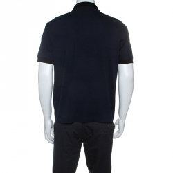 Prada Navy Blue Cotton Pique Panelled Polo T-Shirt M