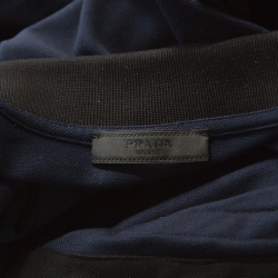 Prada Navy Blue Cotton Pique Panelled Polo T-Shirt M