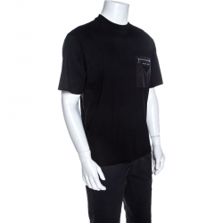 Pre Owned Prada Black Cotton Patch Pocket Detail T-Shirt M