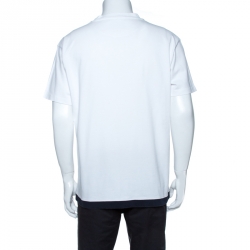 Pre Owned Prada White Cotton Fringe Detail T Shirt XXL 