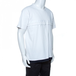 Pre Owned Prada White Cotton Fringe Detail T Shirt XXL 