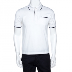 Prada White Cotton Short Sleeve Polo T-Shirt M