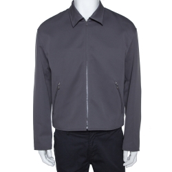 Prada Grey Gabardine Zip Front Jacket M