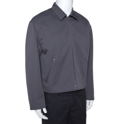 Prada Grey Gabardine Zip Front Jacket M