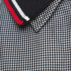 Prada Monochrome Houndstooth Wool Collar Detail Bomber Jacket M