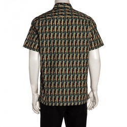 Prada Multicolor Cotton Abstract Print Short Sleeve Shirt L