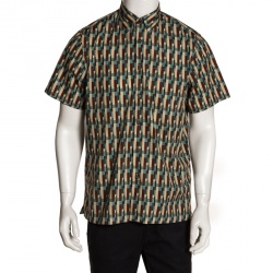 Prada Multicolor Cotton Abstract Print Short Sleeve Shirt L