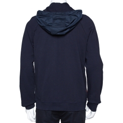 Prada Navy Blue Cotton Zip Front Hooded Sweatshirt L
