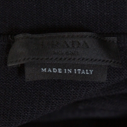 Pre Owned Prada Black Rib Knit Linea Rossa Logo Turtle Neck Sweater M